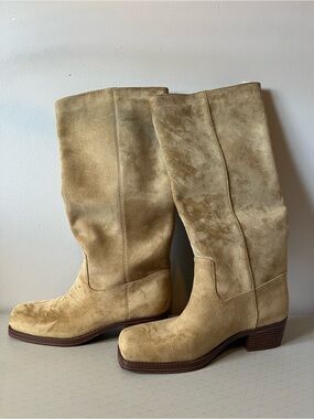 H&M Women’s Knee High Dark Beige Biker Boots - Size US 9